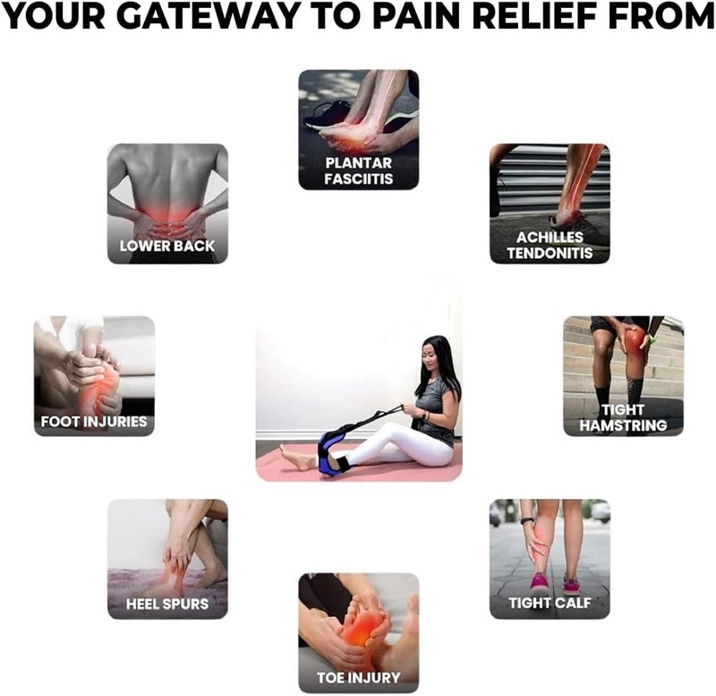 YAGHZU Foot and Calf Stretcher - Stretching Strap for Plantar Fasciitis, Achilles Tendonitis, Heel Spurs, Foot Drop, & Hamstring, Versatile Stretch Strap Used as Leg stretcher, Hamstring Stretcher and Foot Stretcher - Image 3